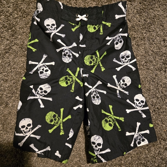 Mossimo Suply Co black skull boys swim trunks long szM - Picture 2 of 4
